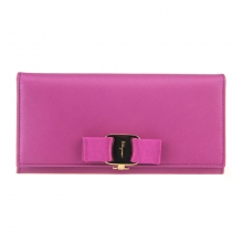 菲拉格慕Ferragamo玫红牛皮长款钱夹22A900 627590